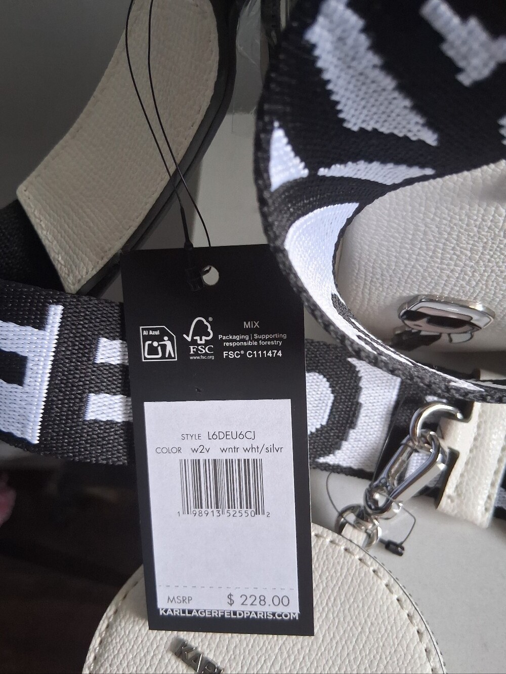 Karl Lagerfeld White Embellished Crossbody Purse - Picture 7 of 7